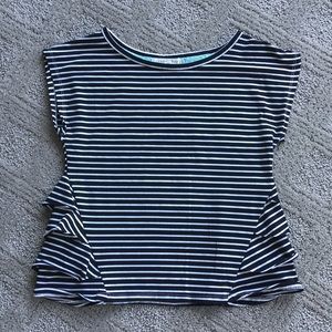 Girls striped top with ruffled side detailing